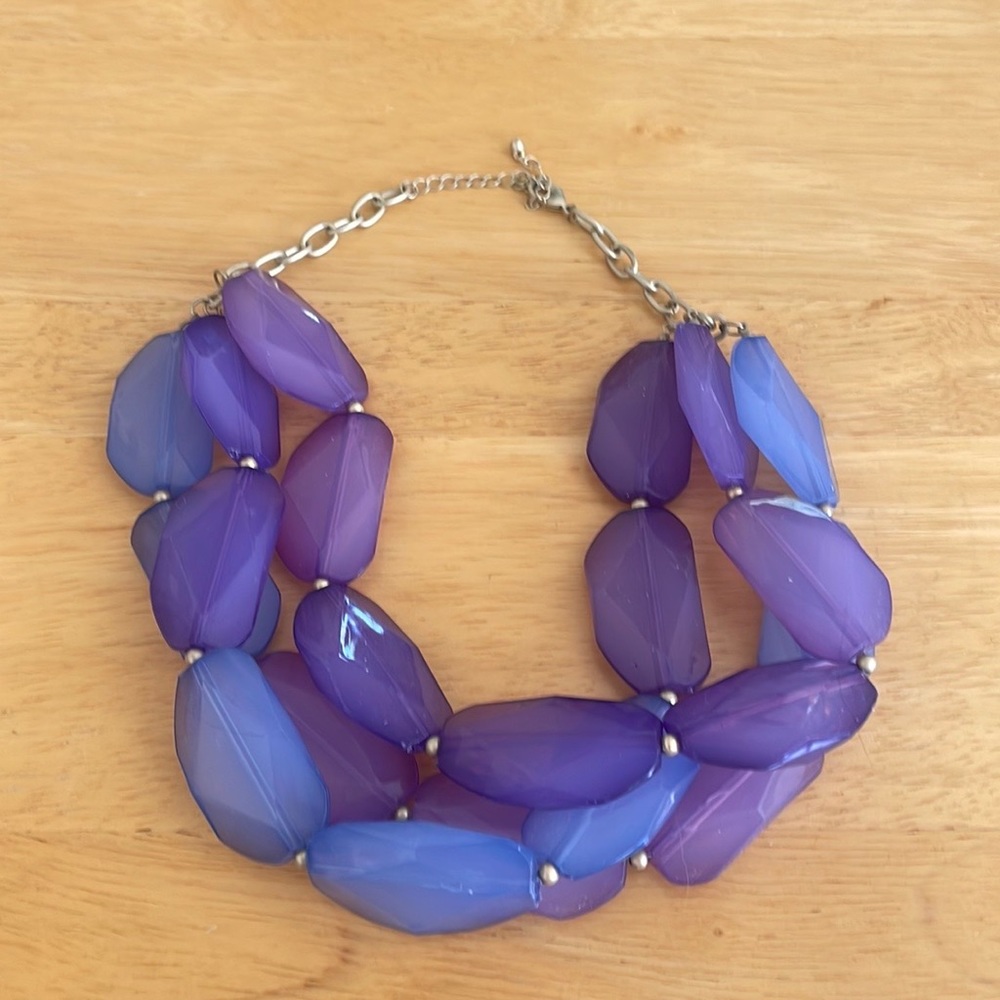 Chunky necklace, blue & purple.